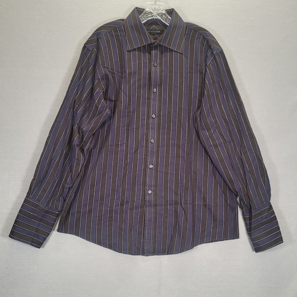 Sean John Mens Shirt Size  16 5   -32/33 Long Sleeve Striped Button Up - Picture 1 of 11